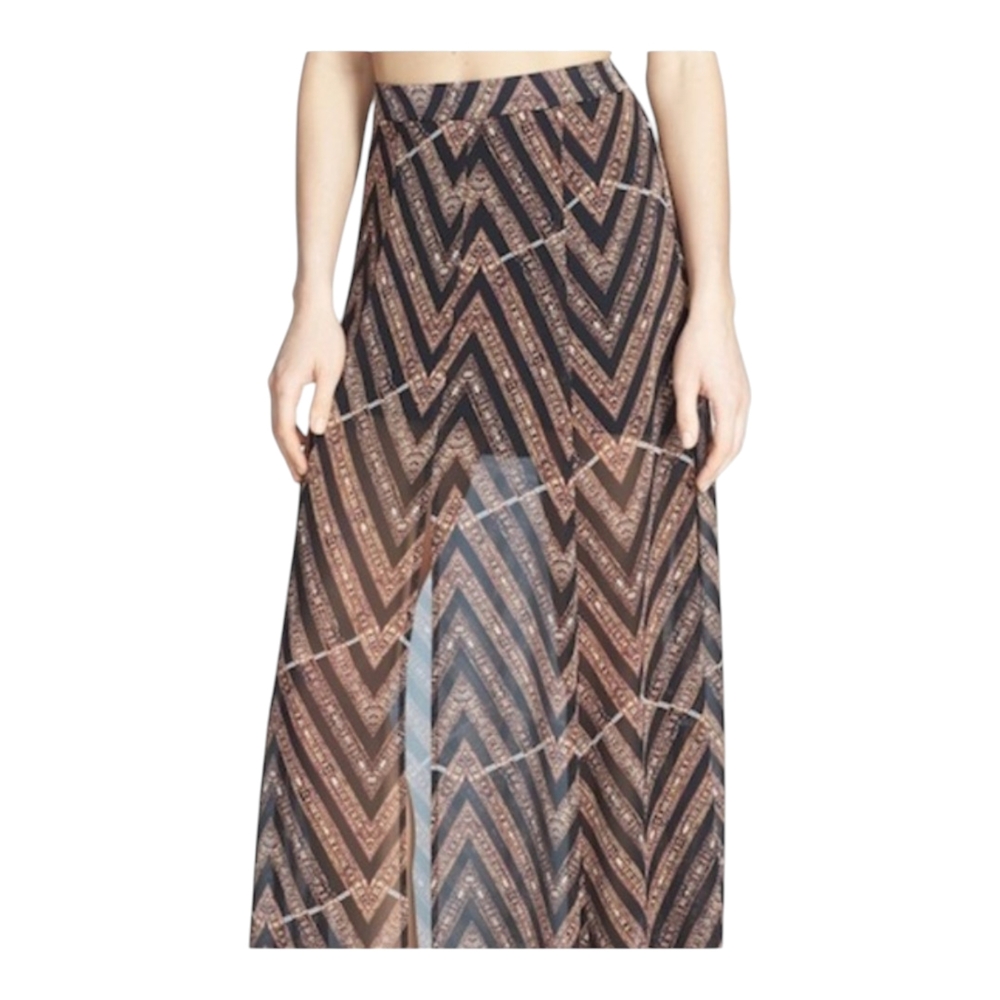 Astr Chevron Maxi Skirt in Black a - Picture 1 of 10